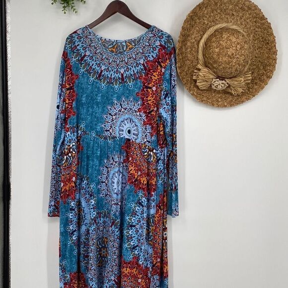 NWT DB Moon Pullover Jersey Shift Dress Boho Soft & Comfy Multi 3XL - Picture 9 of 15